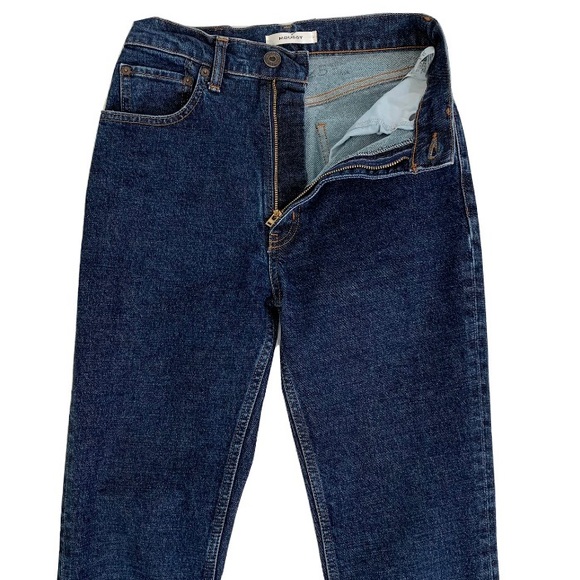MOUSSY Plain High Rise Slim Straight Jeans in DARK BLUE SIZE 25 - Picture 6 of 11